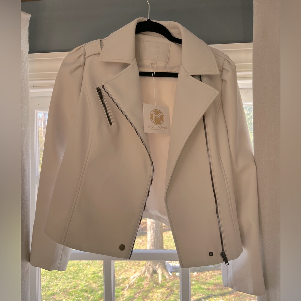 NWT Marie Oliver Cream Leather Jacket M
